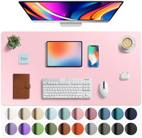 Aothia Faux Leather Desk Mat - Large Mouse Pad, Non-Slip PU Leather Blotter, Waterproof Writing Surface for Office and Home (Fairy Pink, 40" x 24") by AothiaSimpleNaturalUnique
