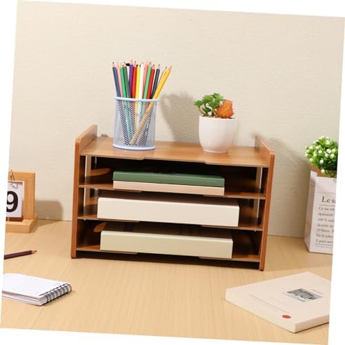 COHEALI Wood Desktop Organizer 4 Layer Vertical Frame for Workspace - Image 3