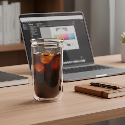 Aquach 16oz Double Walled Glass Coffee Cups Set of 2, Insulated Tumblers - Image 2