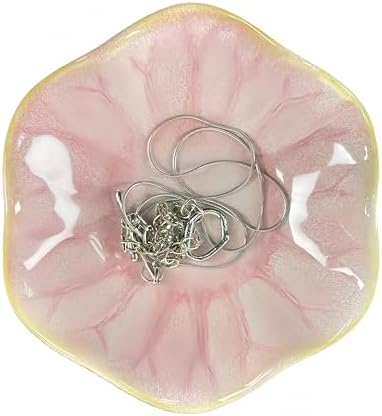 Jewelry Dish Tray - Ceramic Trinket Tray for Rings, Keys, Earrings | Decorative Key Bowl for Women, Gift for Friends, Sisters, Daughter, Mother, Lotus leaf shap, Jewelry Trays (Pink) by WenfuChoiziic