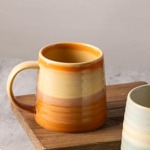 15.5oz Large Heavyweight Ceramic Mug, Reactive Glaze (Orange) - Image 4