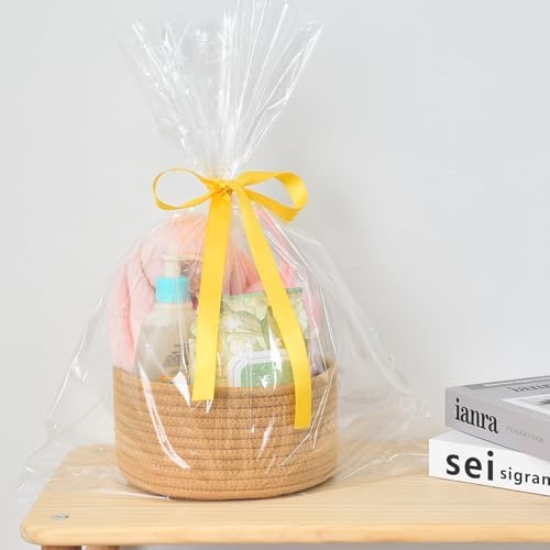 ABenkle Small Woven Basket, Empty Tiny Shallow Storage Basket, Mini Cotton Rope Baskets, Round Decorative Hamper, Basket Storage Bins for Toys, Spa, Socks, Nursery, Living Room- Brown - Image 6
