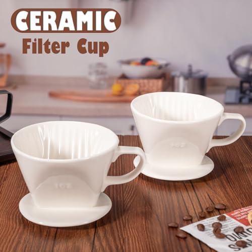 Pour Over Coffee Dripper, Ceramic Pour Over Coffee Maker, White - Image 3