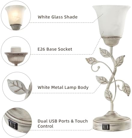Rustic Touch Table Lamp for Bedroom with 2 USB C+A Ports - Image 4