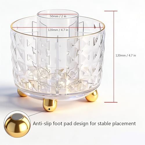 GOTOBA 360° Rotating Pencil Holder for Desk, Makeup Brush Holder with 6 Slots, Desk Organizer for Writing Utensil, Office and School Supplies (Transparent) - Image 5