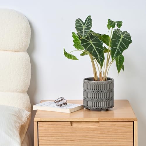STHIE 5 Inch Ceramic Planters for Indoor Plants, Gray Snake Plant Pots - Image 4
