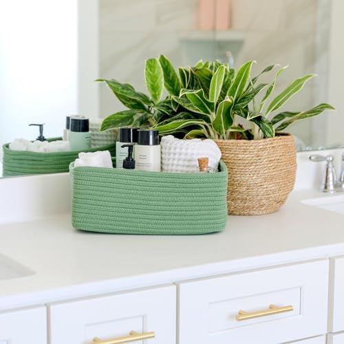 NaturalCozy 13.5”x8.5”x5.5” Rectangle Storage Baskets for Shelves 3 Pack | Cotton Rope Woven Small Baskets for Organizing | Small Storage Bins for Nursery, Bathroom, Closet, Shelf, Decorative - Image 4