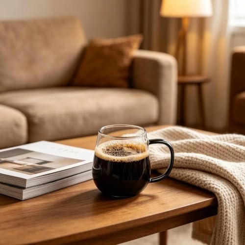 4 Pack 16 oz Clear Glass Coffee Mug with Black Handle, Lead-Free Glass Mugs Set for Latte Tea Cappuccino Hot Cold Drinks Home Office Daily Use - Image 2