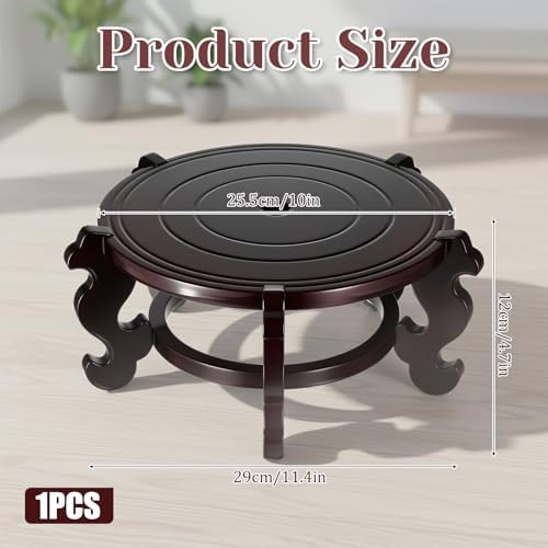 10 Inch Wooden Plant Stand Indoor Chinese Fishbowl Planter Display Stand Wooden Planter Stands Asian Vase Pot Stands for Indoor Vase Flower Pot Fishbowl Oriental Style (10 Inch) - Image 2