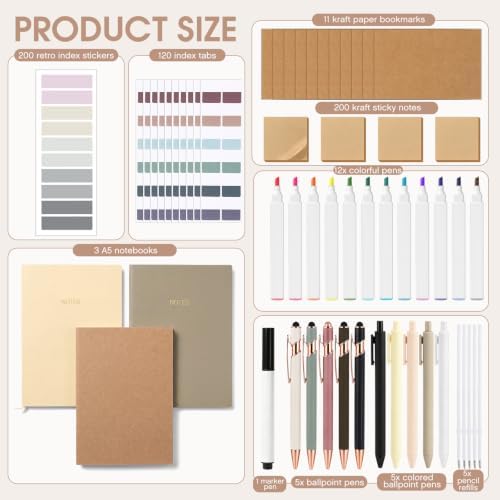 51 Pcs Aesthetic Journaling Stationery Set,Beige - Image 2