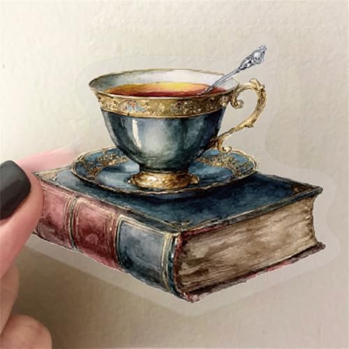 50 PCS Vintage Coffee Book Stickers for Scrapbooking Journaling Junk Journal Supplies -Retro Reading Sticker Waterproof Transparent PET Aesthetic Decals for Resin Crafts Decorative Art Crafts (Read) - Image 6