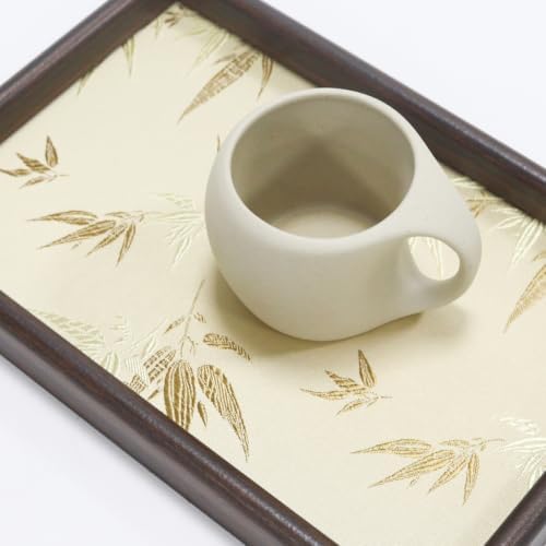 Bamboo Embroidered Decorative Tray 11.8 inch, Boho Catchall Tray, Gold - Image 3