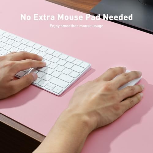 Aothia Faux Leather Desk Mat - Non-Slip PU Leather Desk Blotter, Waterproof Writing Surface, Large Desk Pad for Office & Home (Fairy Pink, 55" x 17") - Image 4