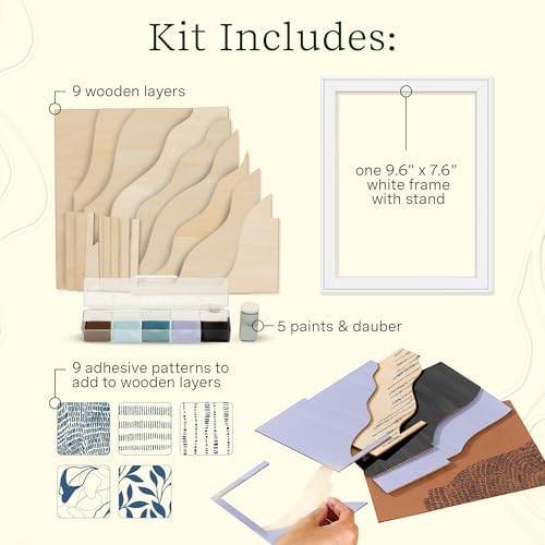 Lifelines FlowCrafts, Layered Wooden Wall Art - Framed Art Piece with 9 Layers, 5 Paint Colors, 9 Adhesive Patterns & Picture Frame - Sensory Arts & Crafts Kit for Teens & Adults - DIY Wall Décor - Image 3