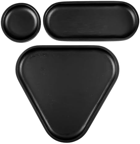 Normcore 3 Pack Valet Tray Bundle, Coffee Trays, Serving Trays, Irregular Handmade Walnut Wooden Plates, Set of 3 Stacking Decorative for Coffee Table, Natural Black Stained Oak Wood - Image 4