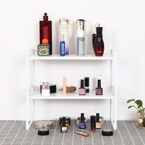 YGYQZ Desk Shelf Organizer, 2-Tier Desktop Bookshelf, White - Image 2