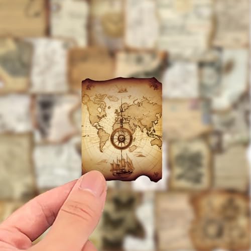 PRSTINCOL Vintage Journaling Stickers,Scrapbook Supplies for Planners,100Pcs Junk Journal Supplies with Antique Map Prints, Distressed Edges for Teenagers Adults - Image 6