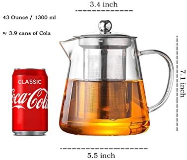TMOST Glass Teapot with Infuser Tea Pot 1300ml/43oz Tea Kettle Stovetop Safe Blooming and Loose Leaf Tea Maker Set (43oz/ 1300ml) - Image 5