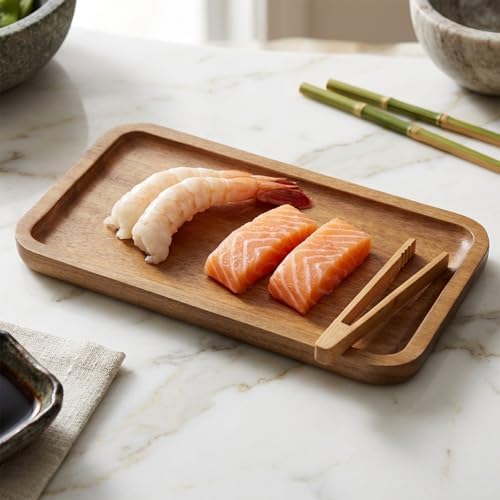 Small Wooden Tray, 7.52 X 4.1 Inch Rectangular Acacia Wood Serving Tray for Coffee Tables, Dessert, Snack, Fruit, Bathroom Trays Charcuterie Board for Home Decor - Image 6