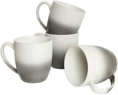 Bosmarlin Ceramic Coffee Mug Set of 4, 17 Oz, 3 Colors to Choose, Tea Cups, Dishwasher and Microwave Safe, Reactive Glaze… (Gradient Grey White, 17 Oz) by Bosmarlin