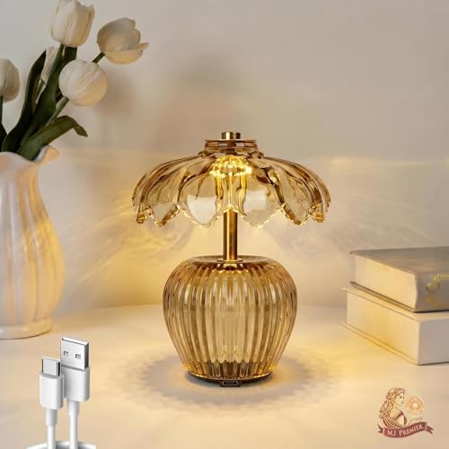 MJ PREMIER Rechargeable Table Lamp, Small Cordless Lamp with Timer, Yellow by MJPREMIER