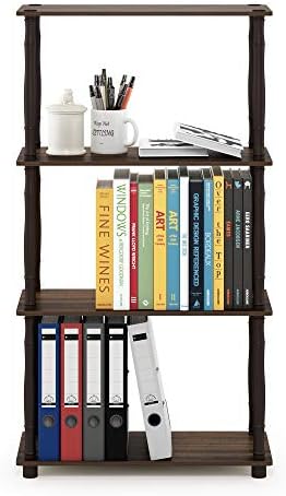 Furinno Turn-N-Tube 4-Tier Multipurpose Shelf Display Rack, Classic Tubes, Walnut/Brown - Image 4