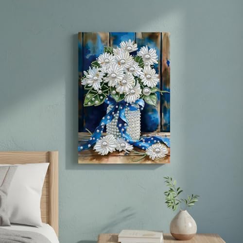 DIY Pearl Painting with Frame, Creative Design, Handmade Stress-Relieving Home Wall Decoration, Includes Frame and Tools-Bouquet - Image 3
