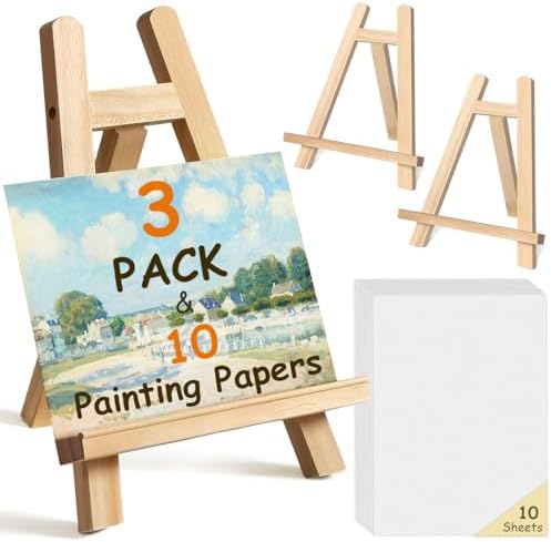 3 Pack Table Easel for Painting, Small Easel with 10 Papers by Unknown