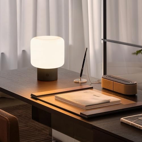 MAGCHARM Halo Mushroom Lamp, 5W Cute Cordless Rechargeable Table Lamp with Glass Shade, 3 Color Temps LED Dimmable Ambient Lighting, Small Retro Touch Bedside Light for Bedroom Decor, Black - Image 4