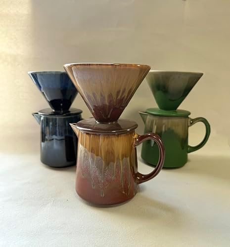 Gradient Glaze Ceramic Coffee Dripper & Server Set (Brown) - Image 4