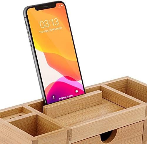Bamboo Desk Organizer – Durable Office Wood Desk Organizer with Drawers, Storage Compartments, Pen Holder, and Phone Holder- Home and Office Desk Organizers and Accessories - Image 4