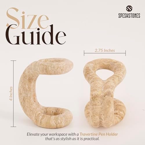 Marble Pen Holder for Desk, 4 Inch Travertine Pencil Holder - Image 7