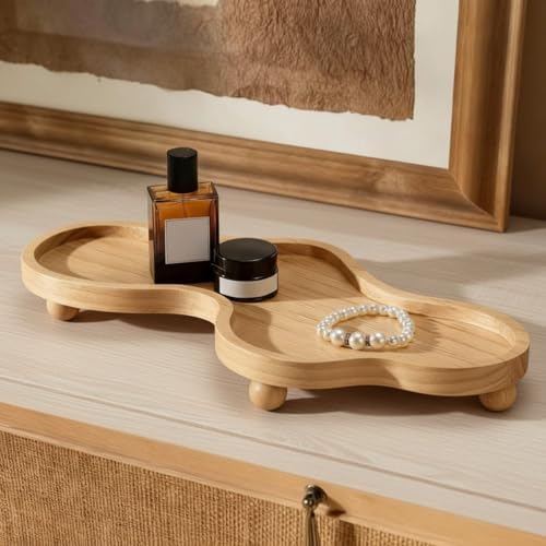 Uiifan Wood Cloud Perfume Decorative Tray Bedside Jewelry Tray,Wood Color by Uiifan