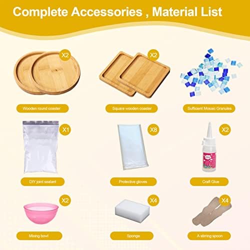 4 Sets DIY Glass Mosaic Tiles for Crafts,Mixed Color Mosaic Kits for Adults - Image 2