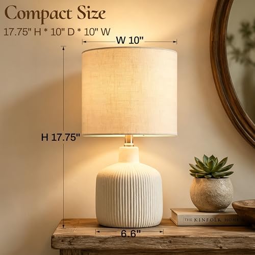 Ceramic Table Lamp, Off-White, 17.75" - Image 3