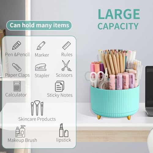 Camelmother 360°Rotating Pen&Pencil Holder For Desk With 5Slots Cute Office - Image 5