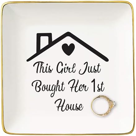 Happy New Home Gift,Congrats Gifts Realtor to Homeowner-First Time Housewarming Present-New Home Owners Present for Woman-Jewelry Tray Trinket Holder Ring Dish-Just Bought Her 1st House by NZY