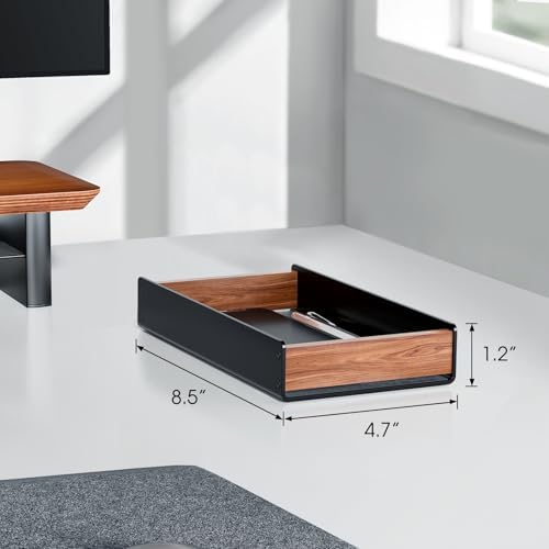 UPERGO Walnut & Aluminum Desk Drawer Organizer, Valet Tray Catchall for Men - Image 6