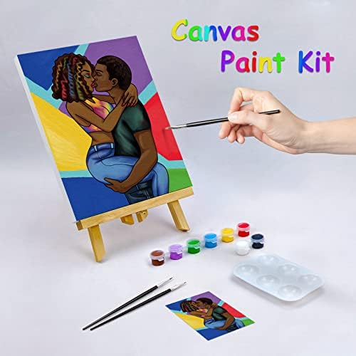 Nuberlic Pre Drawn Canvas Paint Kit Sip and Paint Party 8x10 Canvas Painting Kit Valentine's Day Birthday Gift Couple Love Theme DIY Party Favor Date Night - Image 2