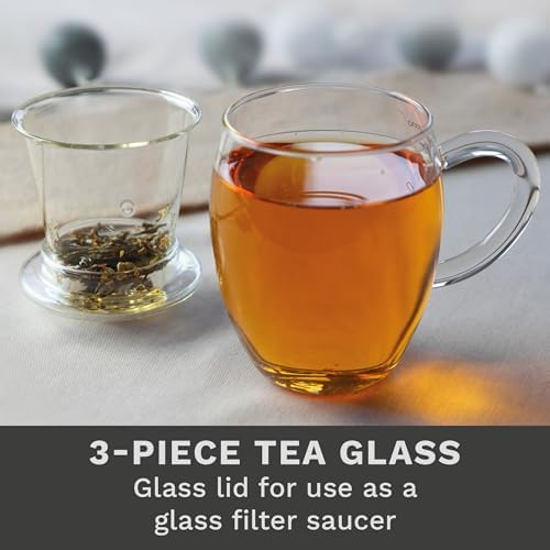 Creano 2x All-In-One Tea Glass with integrated Glass Filter and Lid - 14oz (400ml) - Image 3