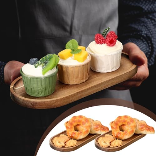 Wenqik 36 Pcs Acacia Wooden Serving Trays, Oval, 10x5 Inch - Image 5