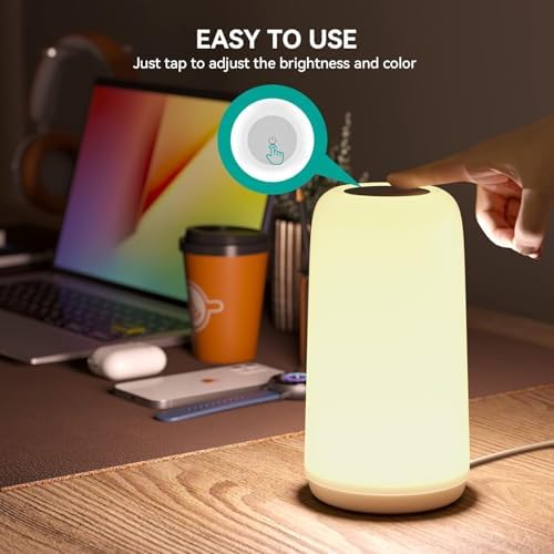 Touch Bedside Table LED Lamp, [Sleek Design & RGB Mode] Multi-Color Dimmable with Warm White Lights, Birthday Gifts for Women Mom, Smart Nightstand Small Lamp for Bedroom Living Room Home Decor - Image 6