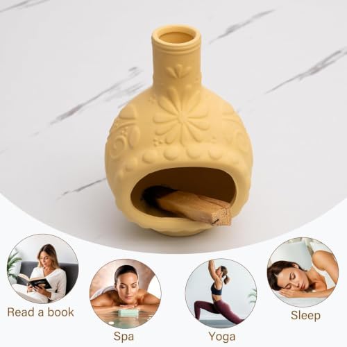 MOUGIGI Yellow Clay Palo Santo Holder & Incense Cone Burner for Sage Stick - Image 6