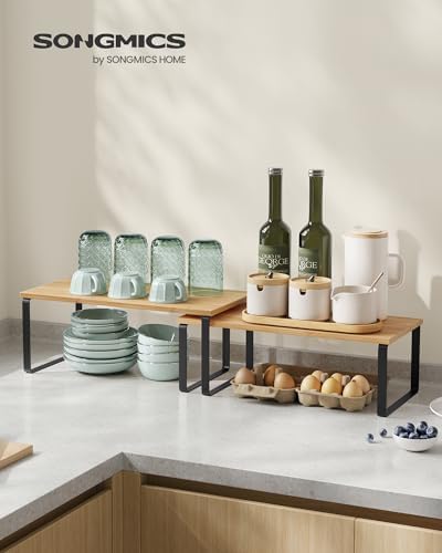 SONGMICS Cabinet Organizer Shelf, Set of 2 Spice Rack, Kitchen Storage - Image 2