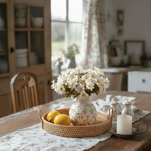 SIDUCAL Ceramic Vintage Vase, 5.91 Inch Retro Ice Cracked Chinoiserie Floral Vase, Rustic Farmhouse Vases for Home Decor, Bookshelf, Garden, Chinoiserie Decor, Tuscan Decor, Brown Floral Pattern - Image 7