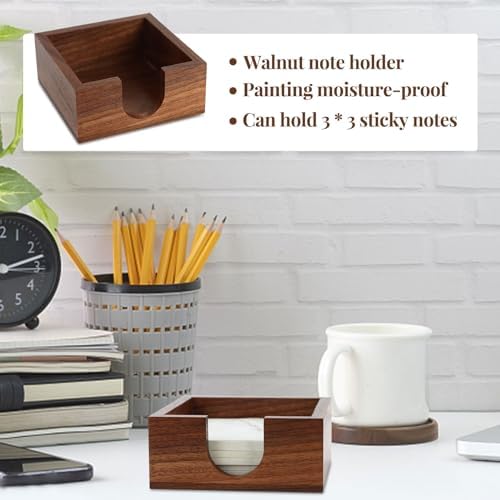 MultiBey Walnut Wood Sticky Notes Memo Pad Holder Dispenser for Desk - Image 2