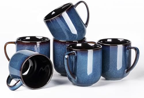 LERATIO Ceramic Coffee Mugs Set of 6,12oz Handmade Coffee Mugs Set by LeRatio