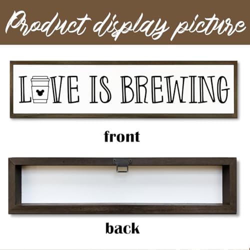 Coffee Decor Sign, Love Signs for Home Kitchen Decor, Coffee Station Decors for Wall, Cafe Decoration, Rustic Wooden Hanging Signs, Love is Brewing Sign, 17.8x4x1.2 inches - Image 3