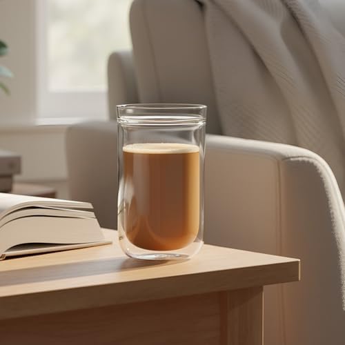 Aquach 12oz Double Walled Glass Coffee Cups Set of 2, Insulated Tumblers - Image 2