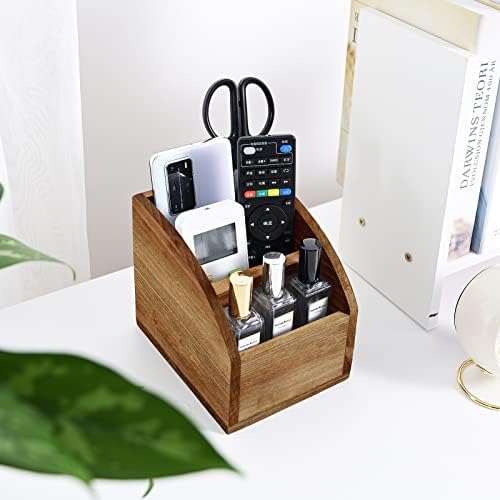 OKSQW Rustic Vintage Wooden Desk Organizer Farmhouse Wood Remote Control Caddy, 3 Slot Tabletop Desktop Office Supply Storage Rack Desktop TV Remote Control Holder Home Decor Office Supplies Storage - Image 6